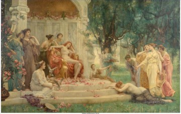 ヴィーナスの玉座の前のプシュケ ヘンリエッタ・レイ ヴィクトリア朝の女性画家 Oil Paintings